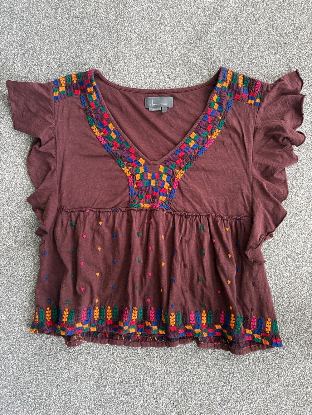 Anthropologie Flutter Sleeve Shirt